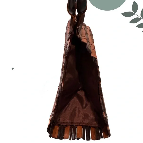 Vintage Wooden Slat Handbag | Boho Resort Statement Purse - Picture 5 of 10